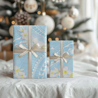 Polynesian Vintage Floral Wrapping Paper Azure Motifs