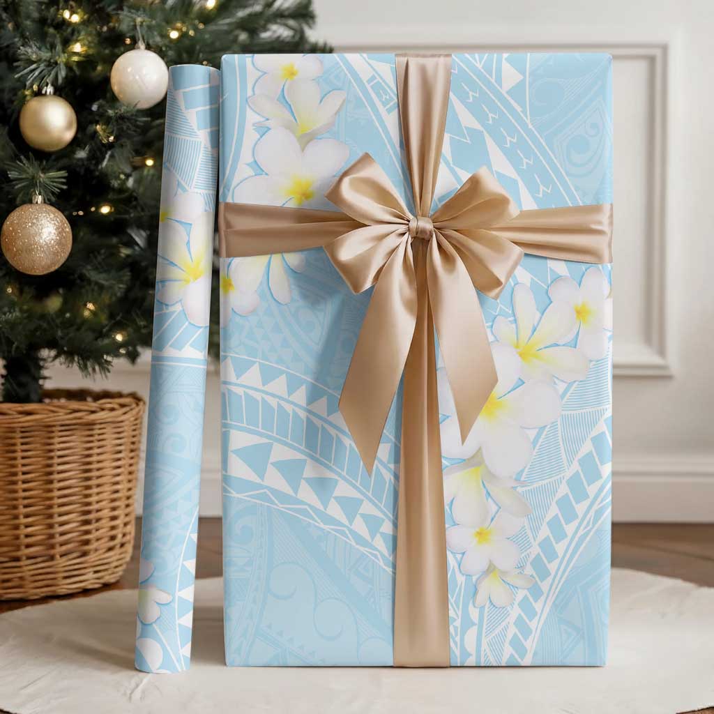 Polynesian Vintage Floral Wrapping Paper Azure Motifs