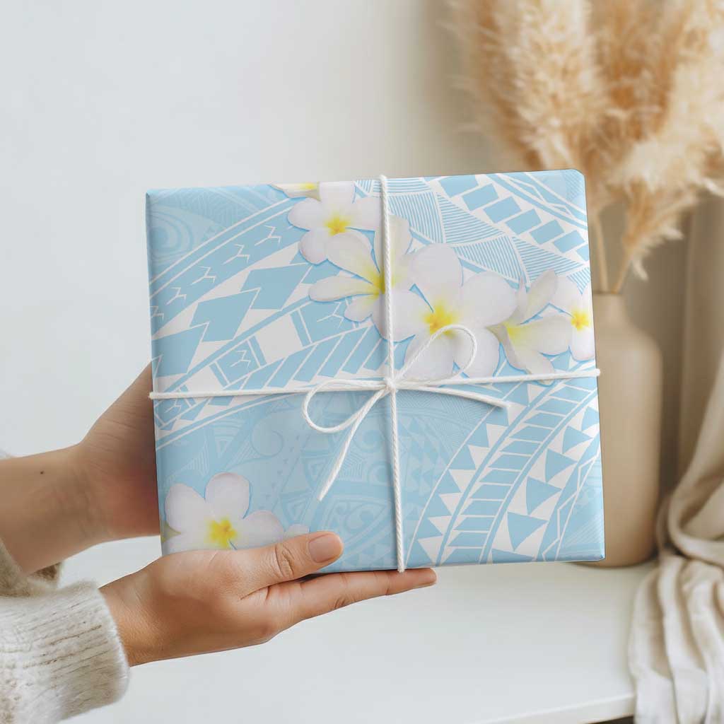 Polynesian Vintage Floral Wrapping Paper Azure Motifs