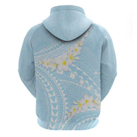 Polynesian Vintage Floral Zip Hoodie Azure Motifs - Polynesian Pride