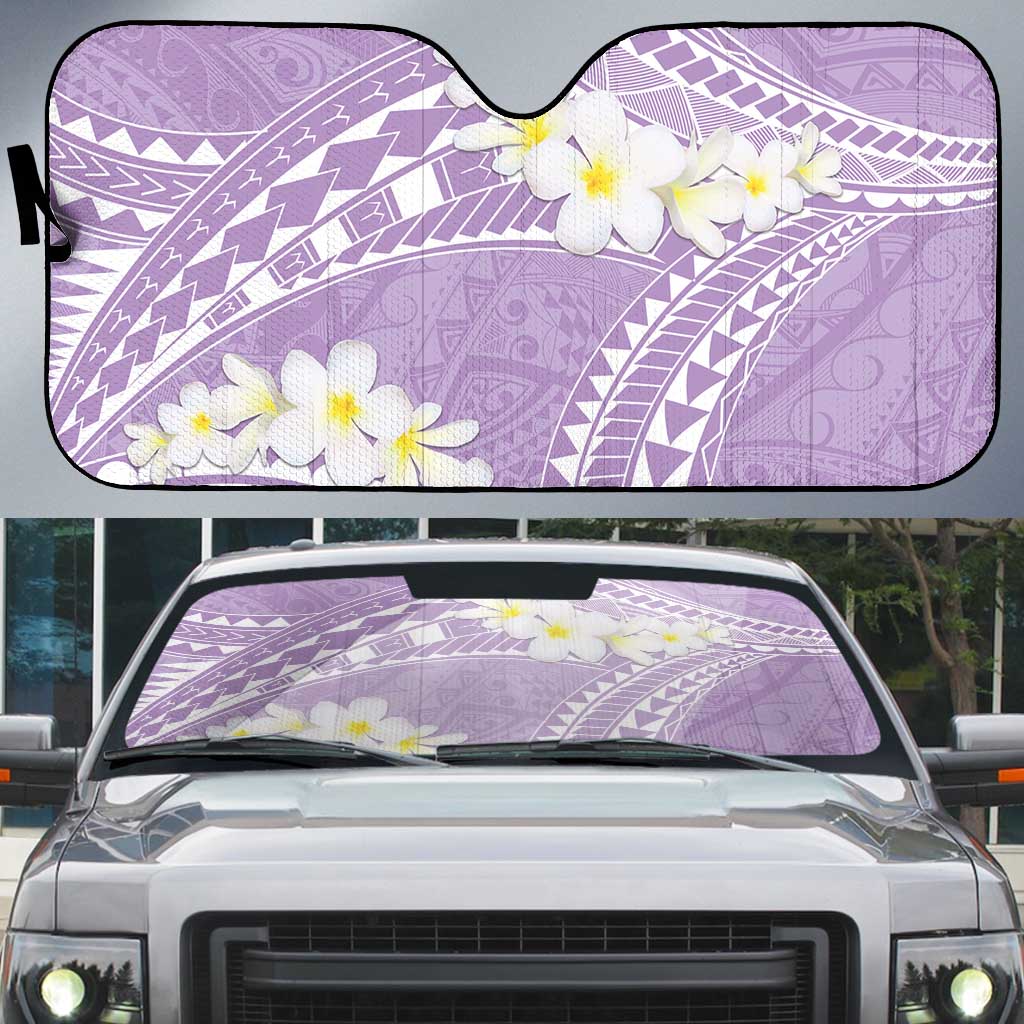 Polynesian Vintage Floral Auto Sun Shade Lavender Motifs - Polynesian Pride