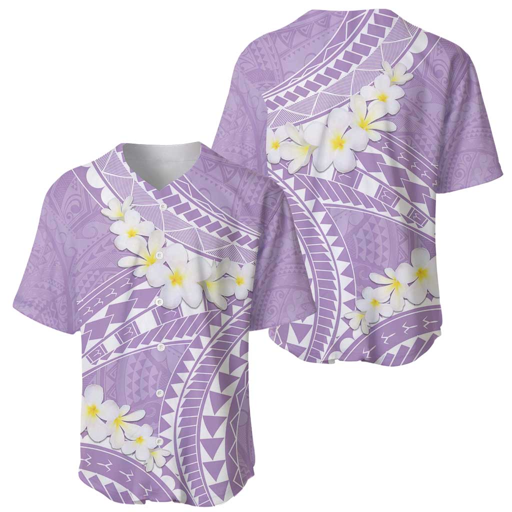 Polynesian Vintage Floral Baseball Jersey Lavender Motifs - Polynesian Pride