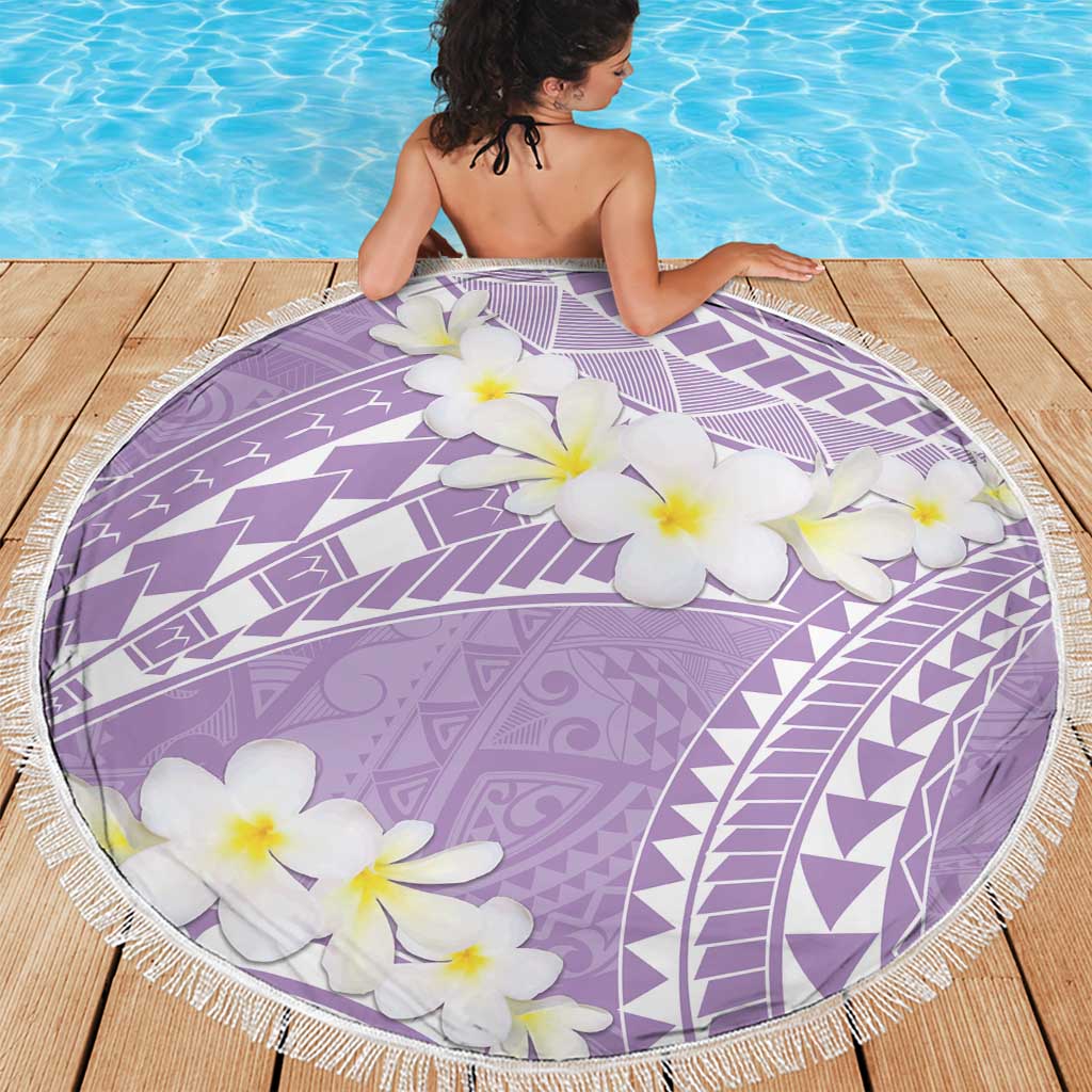 Polynesian Vintage Floral Beach Blanket Lavender Motifs - Polynesian Pride
