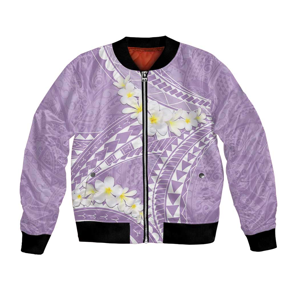 Polynesian Vintage Floral Bomber Jacket Lavender Motifs LT7 Unisex Lavender - Polynesian Pride