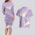 Polynesian Vintage Floral Couples Matching Long Sleeve Bodycon Dress and Hawaiian Shirt Lavender Motifs - Polynesian Pride