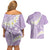 Polynesian Vintage Floral Couples Matching Off Shoulder Short Dress and Hawaiian Shirt Lavender Motifs - Polynesian Pride
