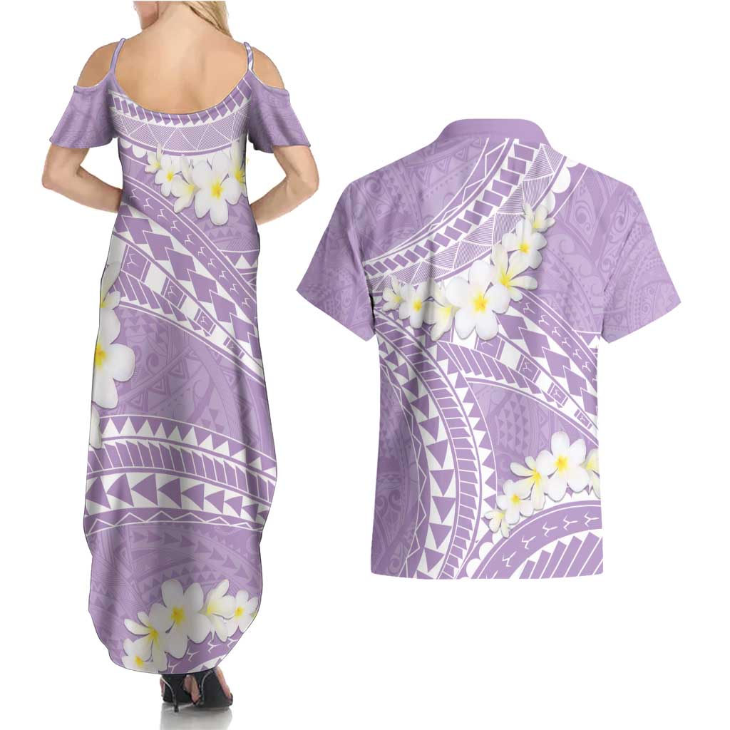 Polynesian Vintage Floral Couples Matching Summer Maxi Dress and Hawaiian Shirt Lavender Motifs LT7 - Polynesian Pride
