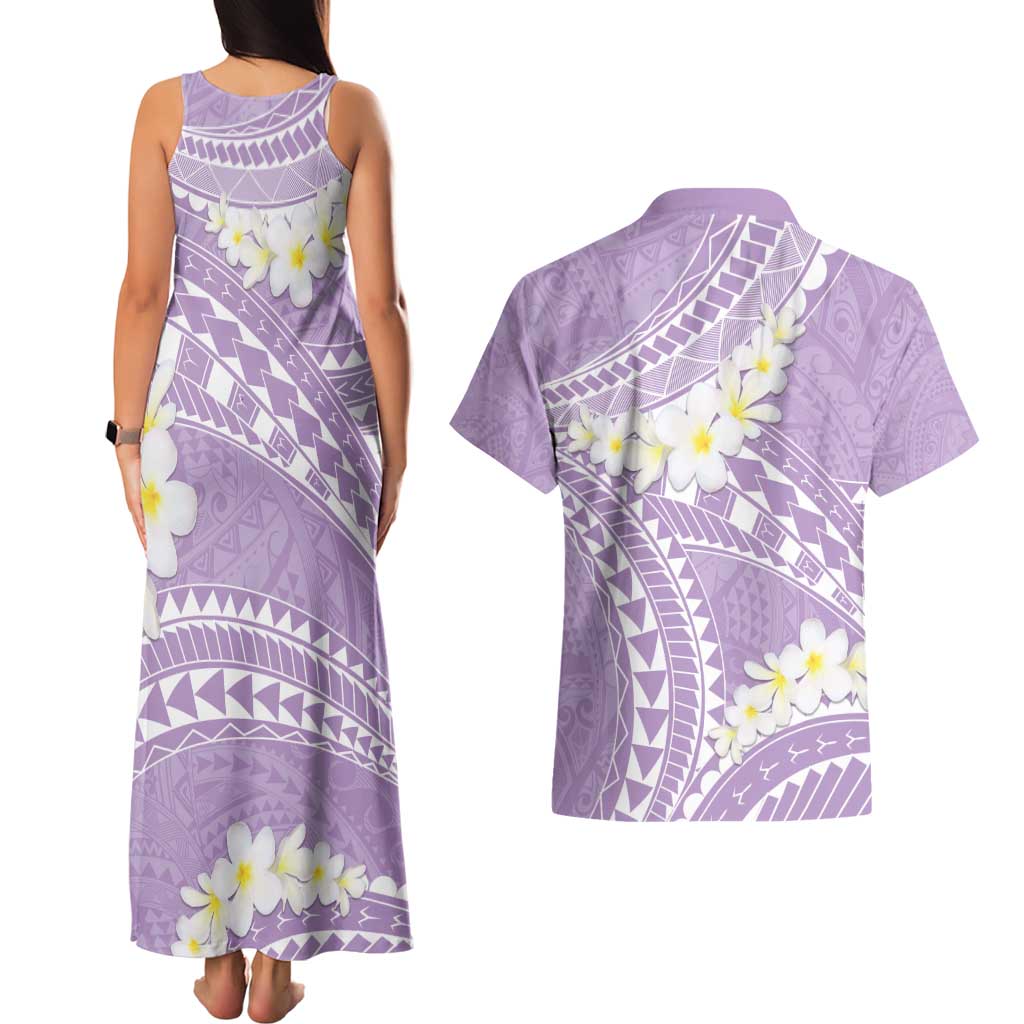 Polynesian Vintage Floral Couples Matching Tank Maxi Dress and Hawaiian Shirt Lavender Motifs LT7 - Polynesian Pride