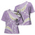 Polynesian Vintage Floral Cross Shoulder Shirt Lavender Motifs - Polynesian Pride