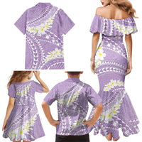 Polynesian Vintage Floral Family Matching Mermaid Dress and Hawaiian Shirt Lavender Motifs LT7 - Polynesian Pride