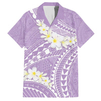 Polynesian Vintage Floral Family Matching Off The Shoulder Long Sleeve Dress and Hawaiian Shirt Lavender Motifs - Polynesian Pride