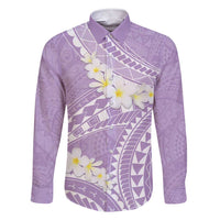 Polynesian Vintage Floral Family Matching Short Sleeve Bodycon Dress and Hawaiian Shirt Lavender Motifs LT7 Dad's Shirt - Long Sleeve Lavender - Polynesian Pride