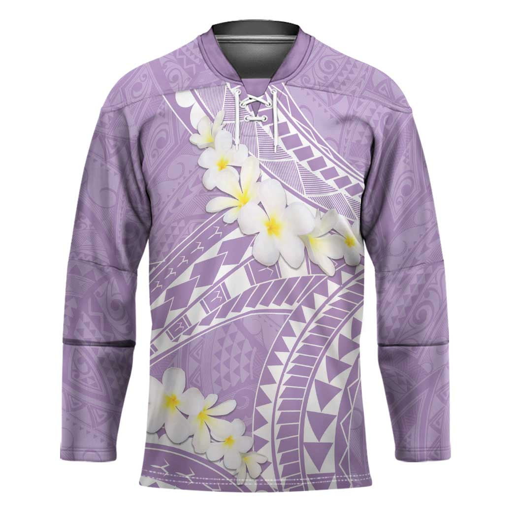 Polynesian Vintage Floral Hockey Jersey Lavender Motifs - Polynesian Pride