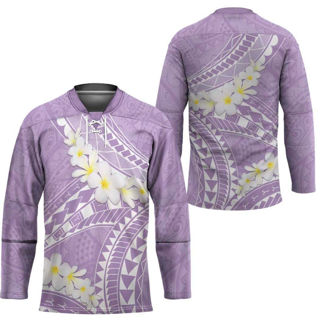 Polynesian Vintage Floral Hockey Jersey Lavender Motifs - Polynesian Pride