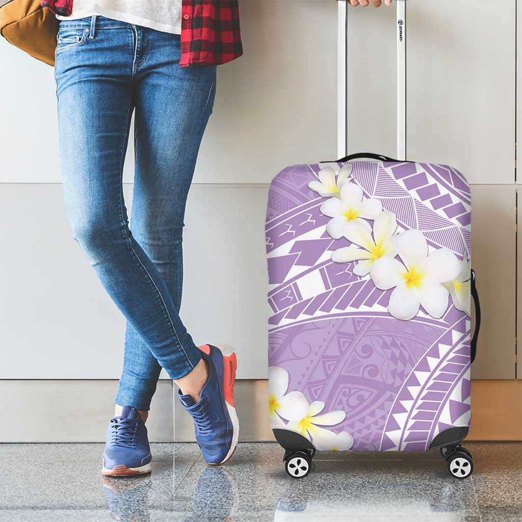Polynesian Vintage Floral Luggage Cover Lavender Motifs - Polynesian Pride