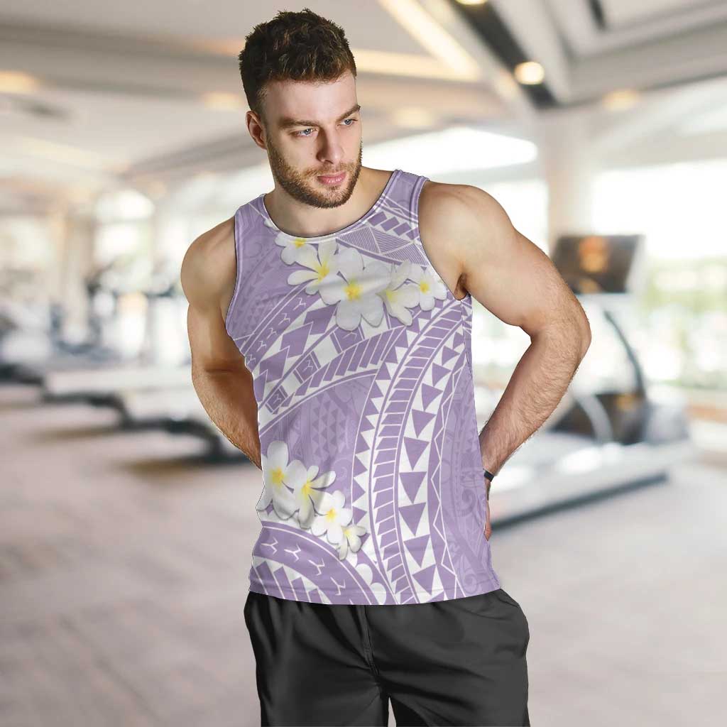 Polynesian Vintage Floral Men Tank Top Lavender Motifs - Polynesian Pride