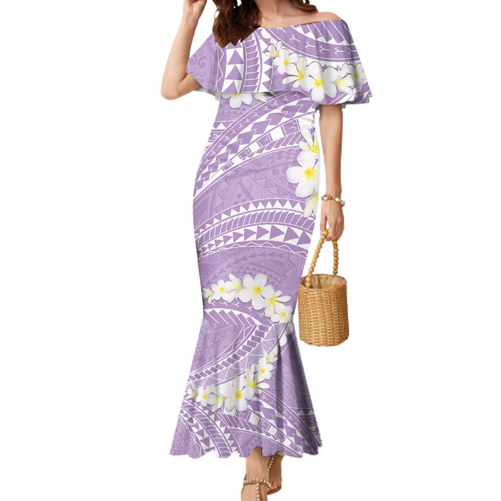 Polynesian Vintage Floral Mermaid Dress Lavender Motifs - Polynesian Pride