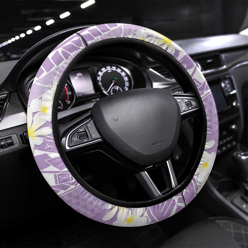 Polynesian Vintage Floral Steering Wheel Cover Lavender Motifs - Polynesian Pride