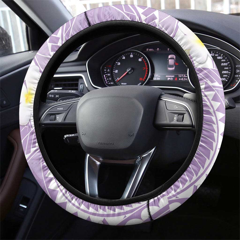 Polynesian Vintage Floral Steering Wheel Cover Lavender Motifs - Polynesian Pride