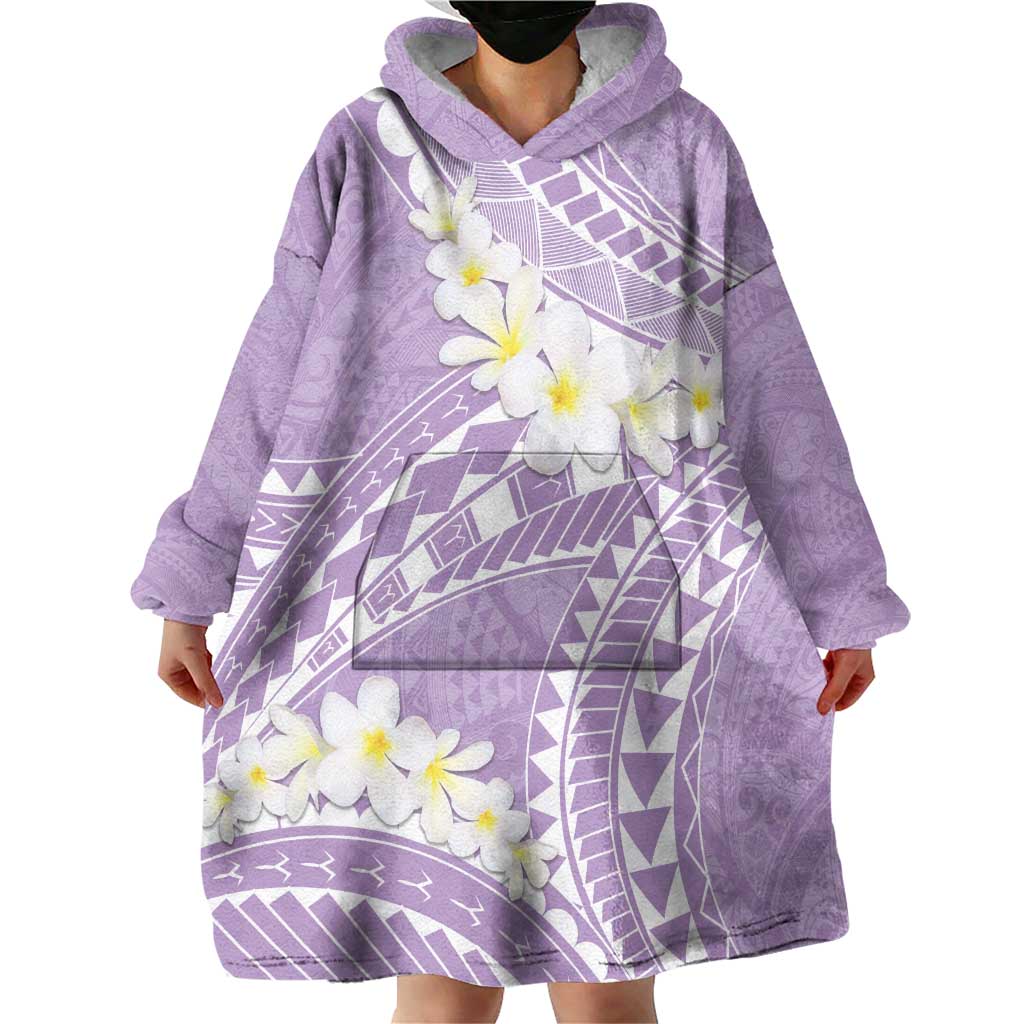 Polynesian Vintage Floral Wearable Blanket Hoodie Lavender Motifs - Polynesian Pride