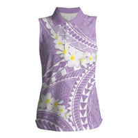 Polynesian Vintage Floral Women Sleeveless Polo Shirt Lavender Motifs LT7 Female Lavender - Polynesian Pride