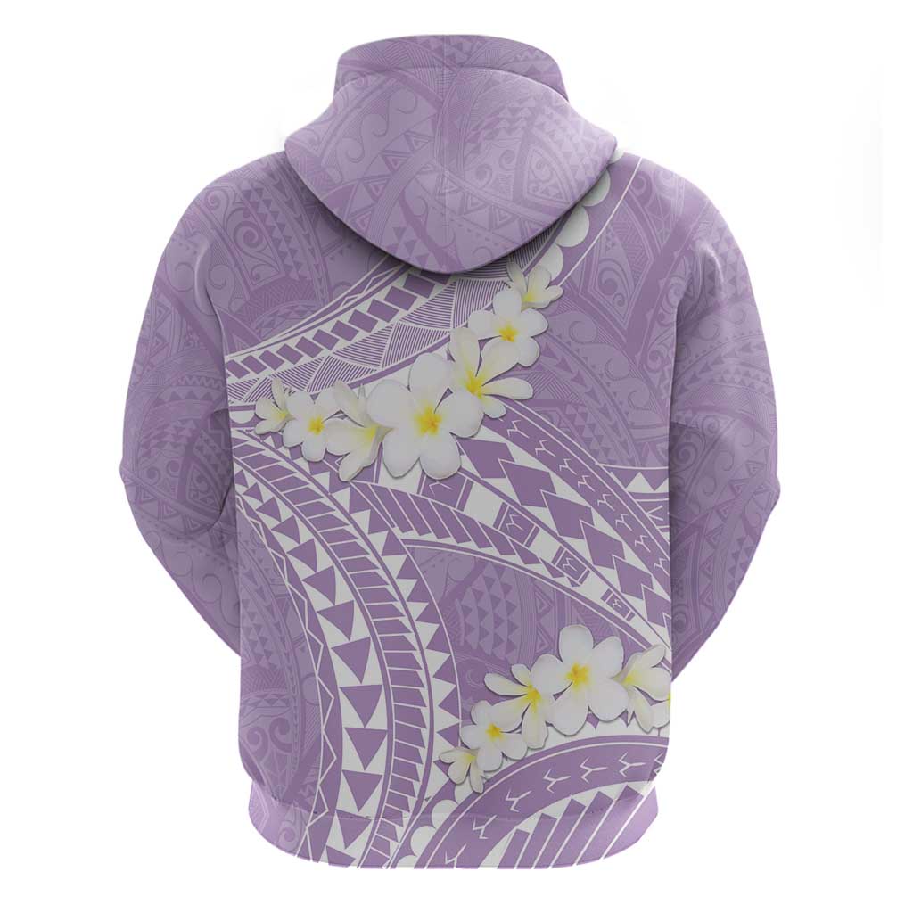 Polynesian Vintage Floral Zip Hoodie Lavender Motifs - Polynesian Pride