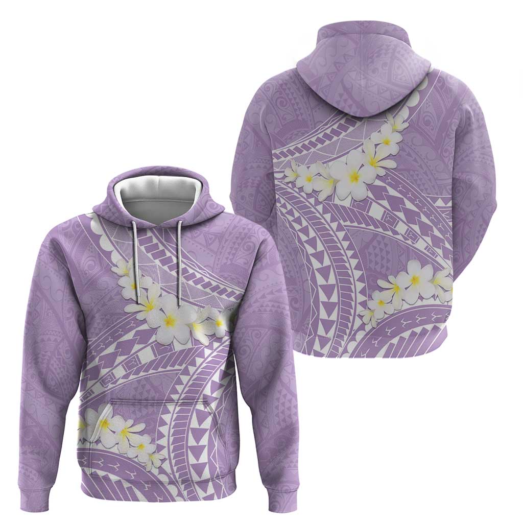 Polynesian Vintage Floral Zip Hoodie Lavender Motifs - Polynesian Pride