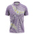 Polynesian Vintage Floral Zipper Polo Shirt Lavender Motifs - Polynesian Pride