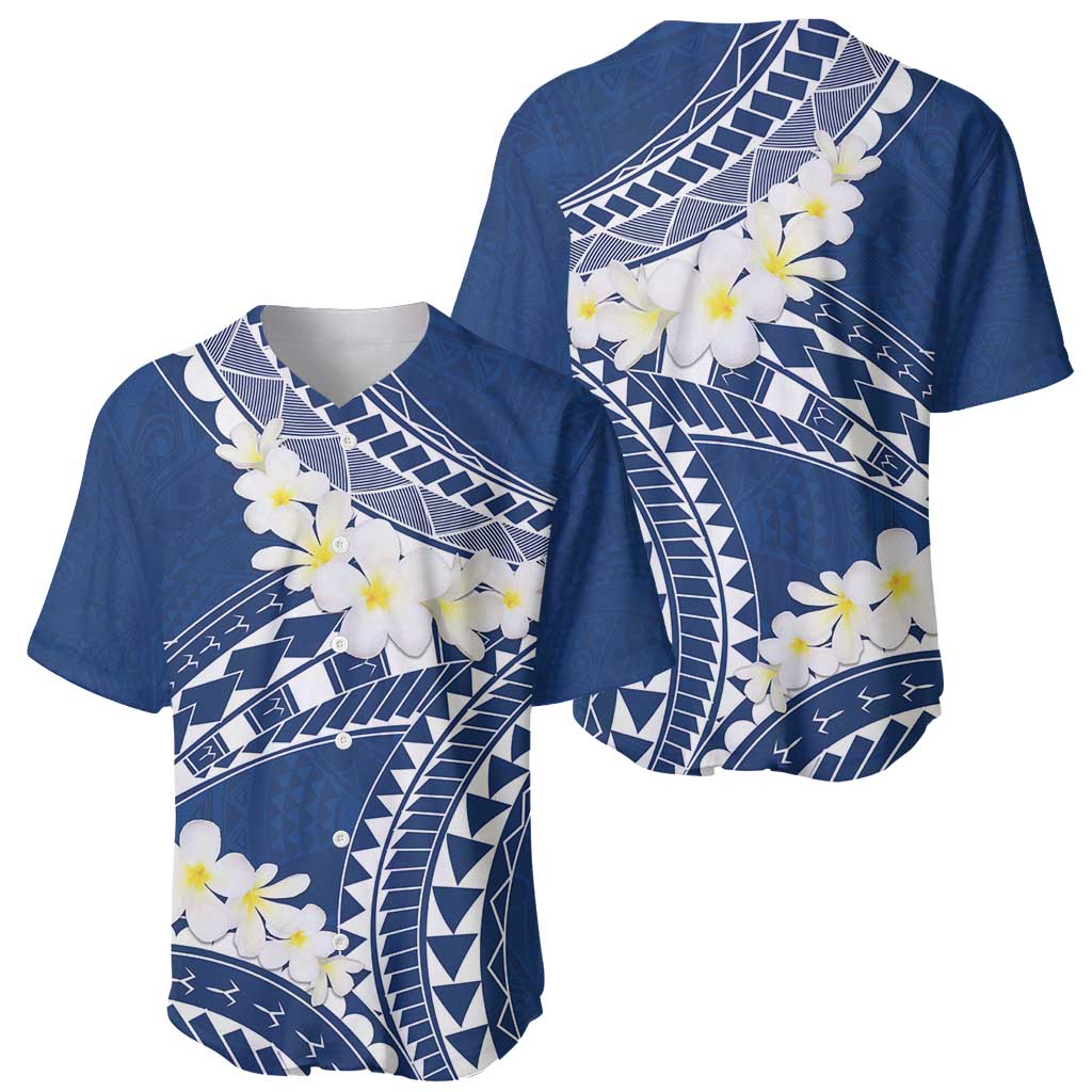 Polynesian Vintage Floral Baseball Jersey Navy Blue Motifs - Polynesian Pride
