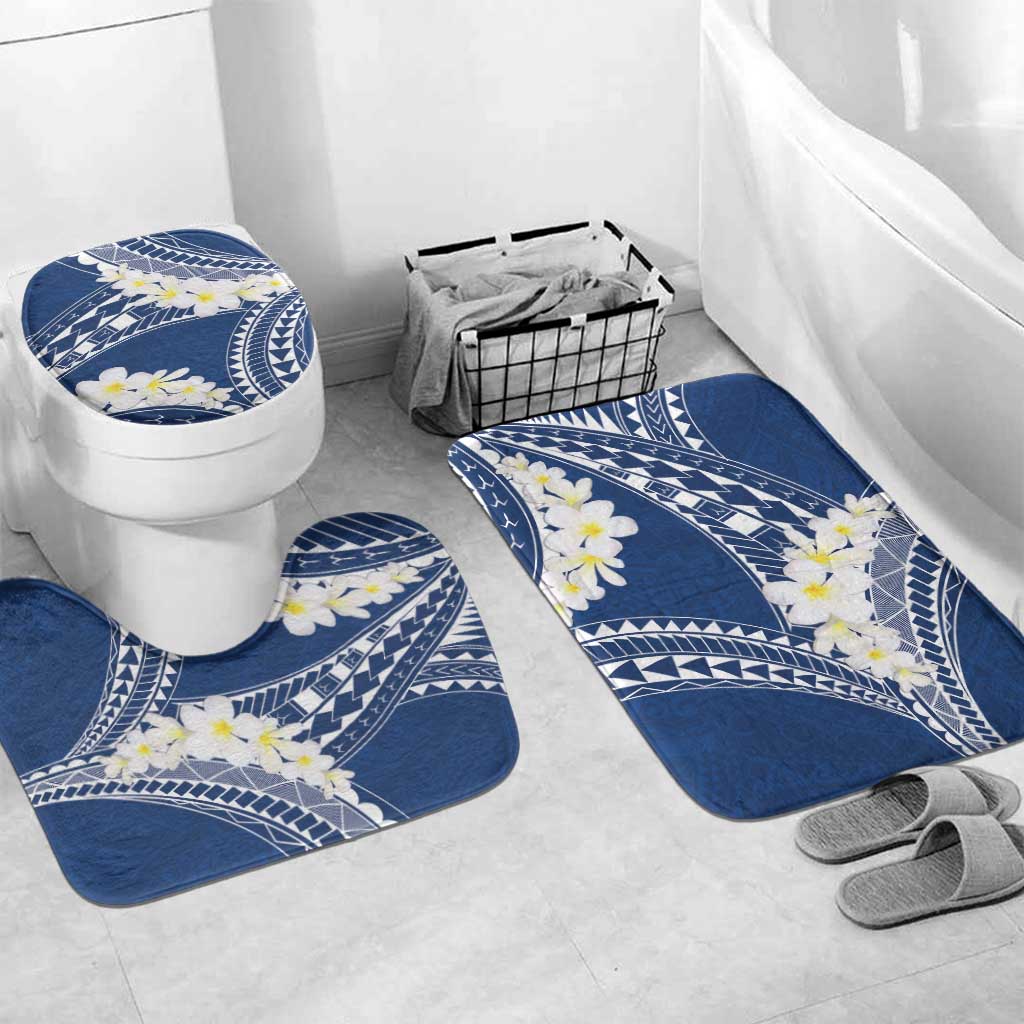 Polynesian Vintage Floral Bathroom Set Navy Blue Motifs - Polynesian Pride