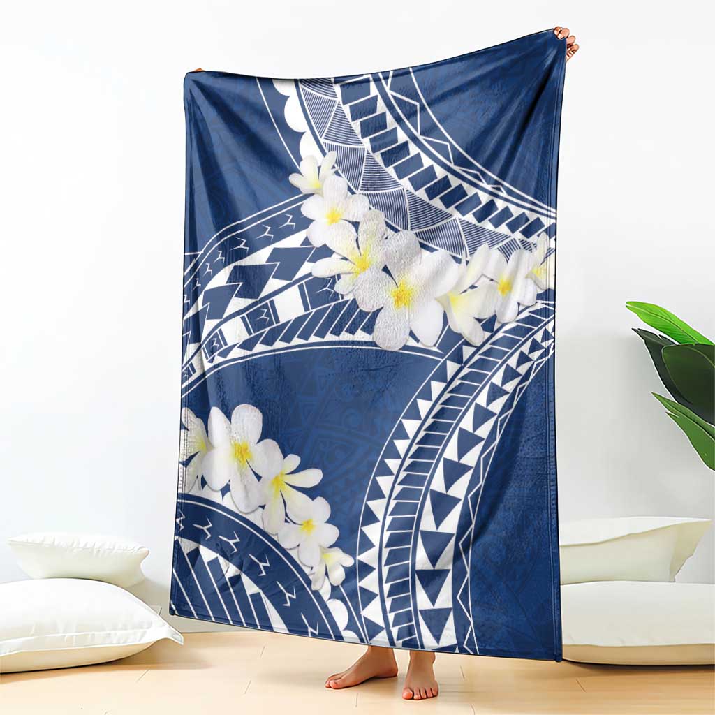 Polynesian Vintage Floral Blanket Navy Blue Motifs - Polynesian Pride