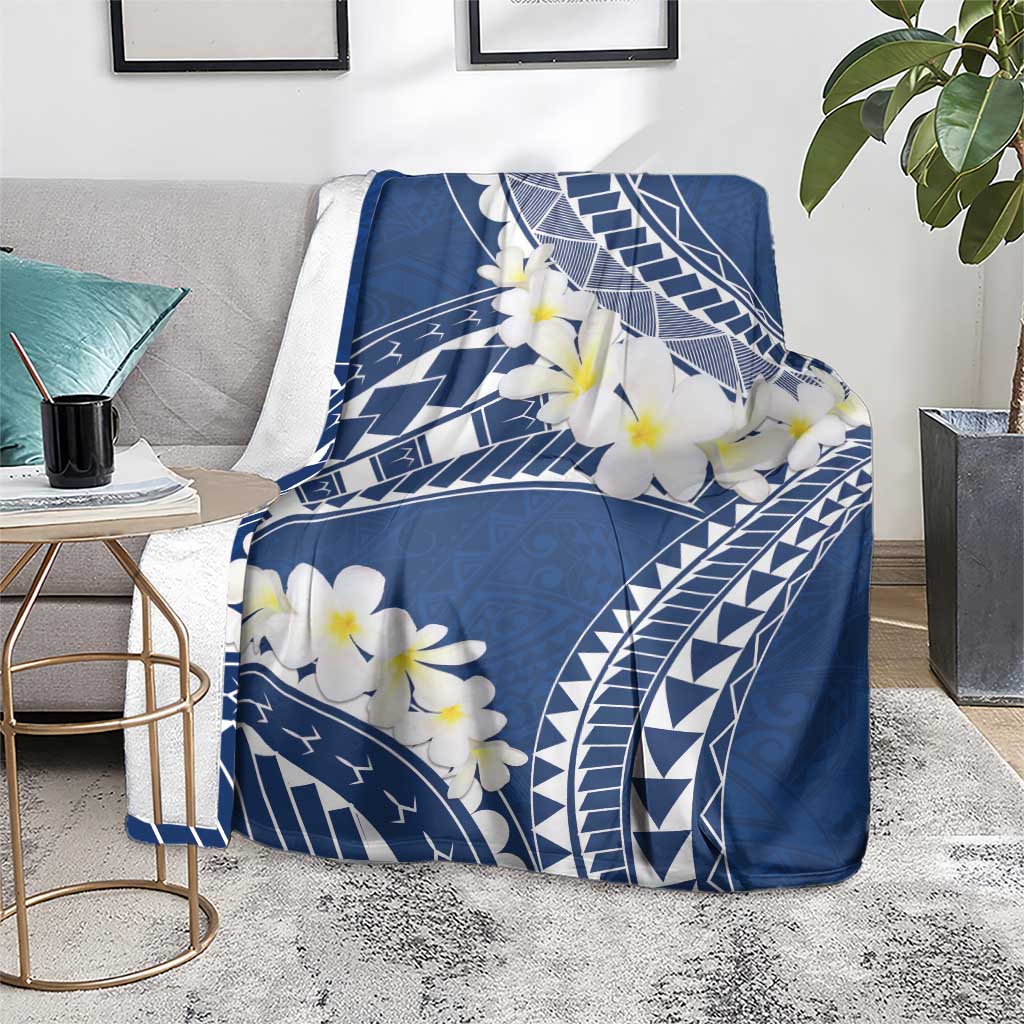 Polynesian Vintage Floral Blanket Navy Blue Motifs - Polynesian Pride