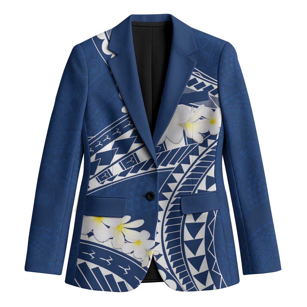 Polynesian Vintage Floral Blazer Navy Blue Motifs - Polynesian Pride