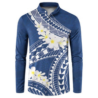 Polynesian Vintage Floral Button Sweatshirt Navy Blue Motifs - Polynesian Pride