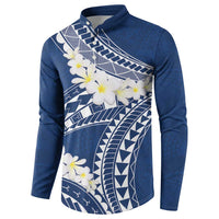 Polynesian Vintage Floral Button Sweatshirt Navy Blue Motifs - Polynesian Pride