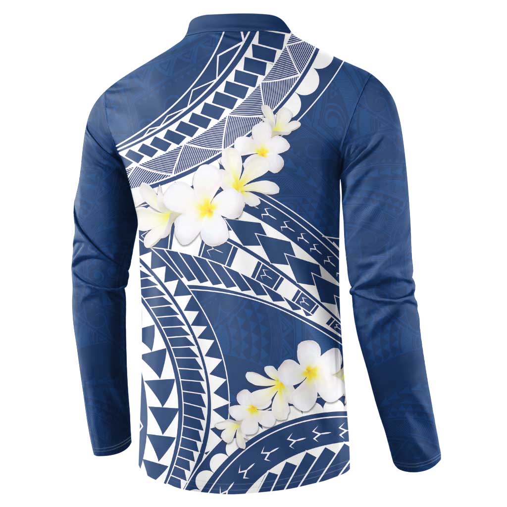Polynesian Vintage Floral Button Sweatshirt Navy Blue Motifs - Polynesian Pride