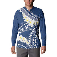 Polynesian Vintage Floral Button Sweatshirt Navy Blue Motifs - Polynesian Pride