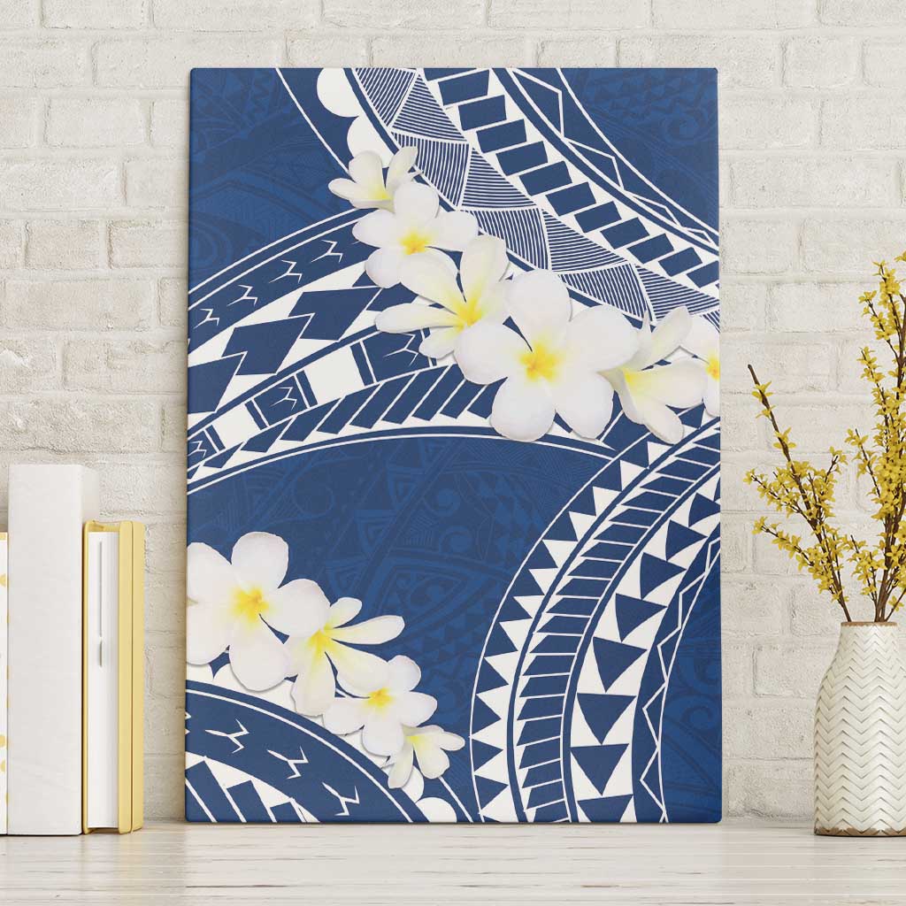 Polynesian Vintage Floral Canvas Wall Art Navy Blue Motifs - Polynesian Pride