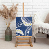 Polynesian Vintage Floral Canvas Wall Art Navy Blue Motifs - Polynesian Pride