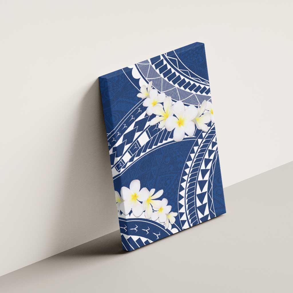 Polynesian Vintage Floral Canvas Wall Art Navy Blue Motifs - Polynesian Pride