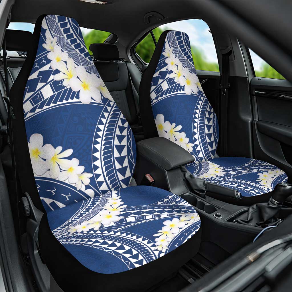 Polynesian Vintage Floral Car Seat Cover Navy Blue Motifs - Polynesian Pride
