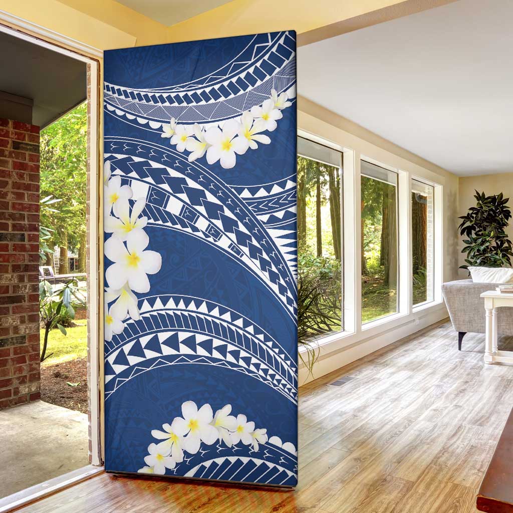 Polynesian Vintage Floral Door Cover Navy Blue Motifs - Polynesian Pride