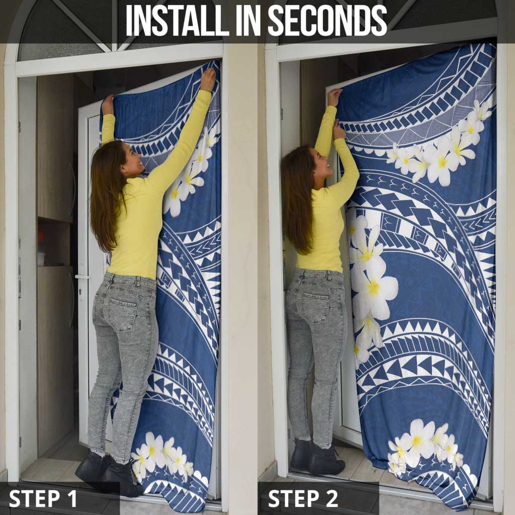 Polynesian Vintage Floral Door Cover Navy Blue Motifs - Polynesian Pride