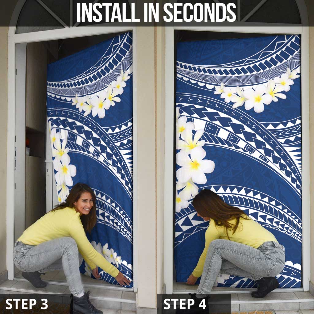 Polynesian Vintage Floral Door Cover Navy Blue Motifs - Polynesian Pride