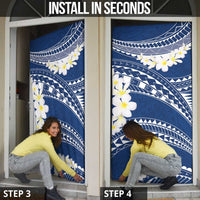 Polynesian Vintage Floral Door Cover Navy Blue Motifs - Polynesian Pride