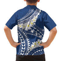 Polynesian Vintage Floral Family Matching Long Sleeve Bodycon Dress and Hawaiian Shirt Navy Blue Motifs LT7 - Polynesian Pride