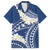 Polynesian Vintage Floral Family Matching Long Sleeve Bodycon Dress and Hawaiian Shirt Navy Blue Motifs - Polynesian Pride