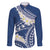 Polynesian Vintage Floral Family Matching Long Sleeve Bodycon Dress and Hawaiian Shirt Navy Blue Motifs - Polynesian Pride