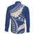 Polynesian Vintage Floral Family Matching Long Sleeve Bodycon Dress and Hawaiian Shirt Navy Blue Motifs - Polynesian Pride