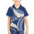 Polynesian Vintage Floral Family Matching Long Sleeve Bodycon Dress and Hawaiian Shirt Navy Blue Motifs - Polynesian Pride